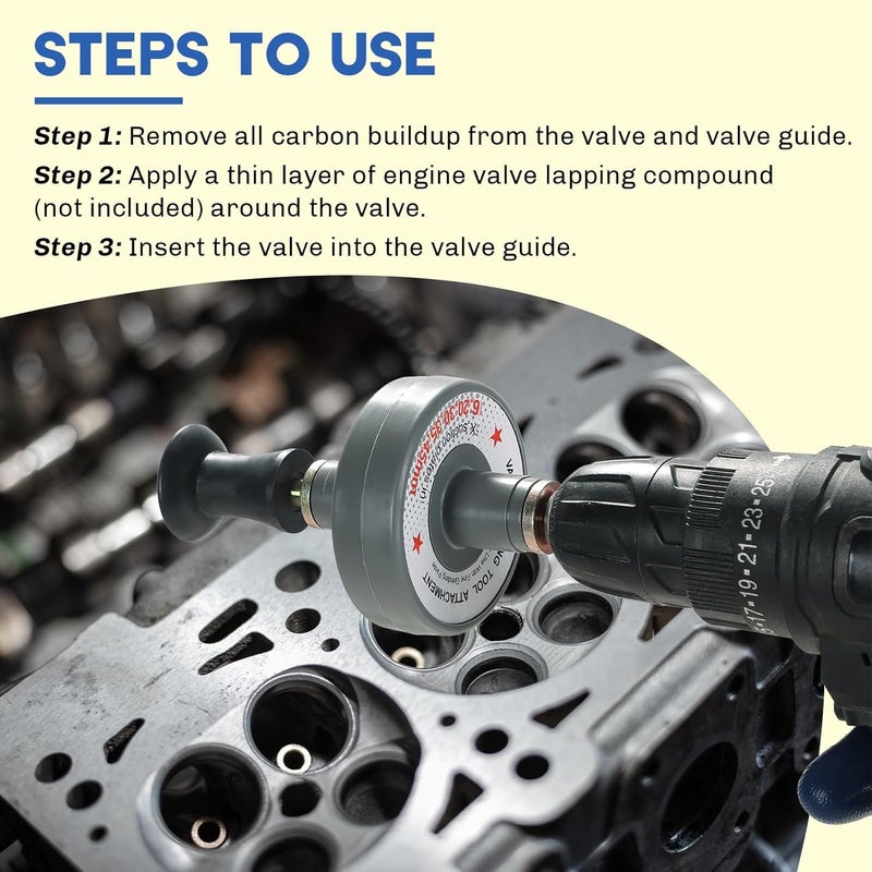 weyleity Valve Lapping Tool Kit | Valve Lapping Attachment Tool with 5 Suction Plates for Grinding Small Engine, Valve Grinding Tool Valve Lapper Kit for Automotive 1000rpm to 1250rpm Working Speed - Image 5